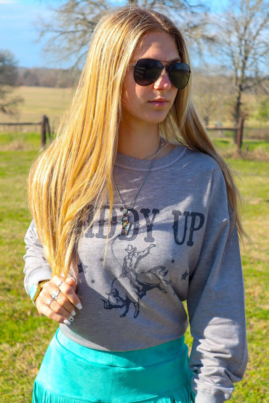 Giddy Up flocking light weight Sweatshirt