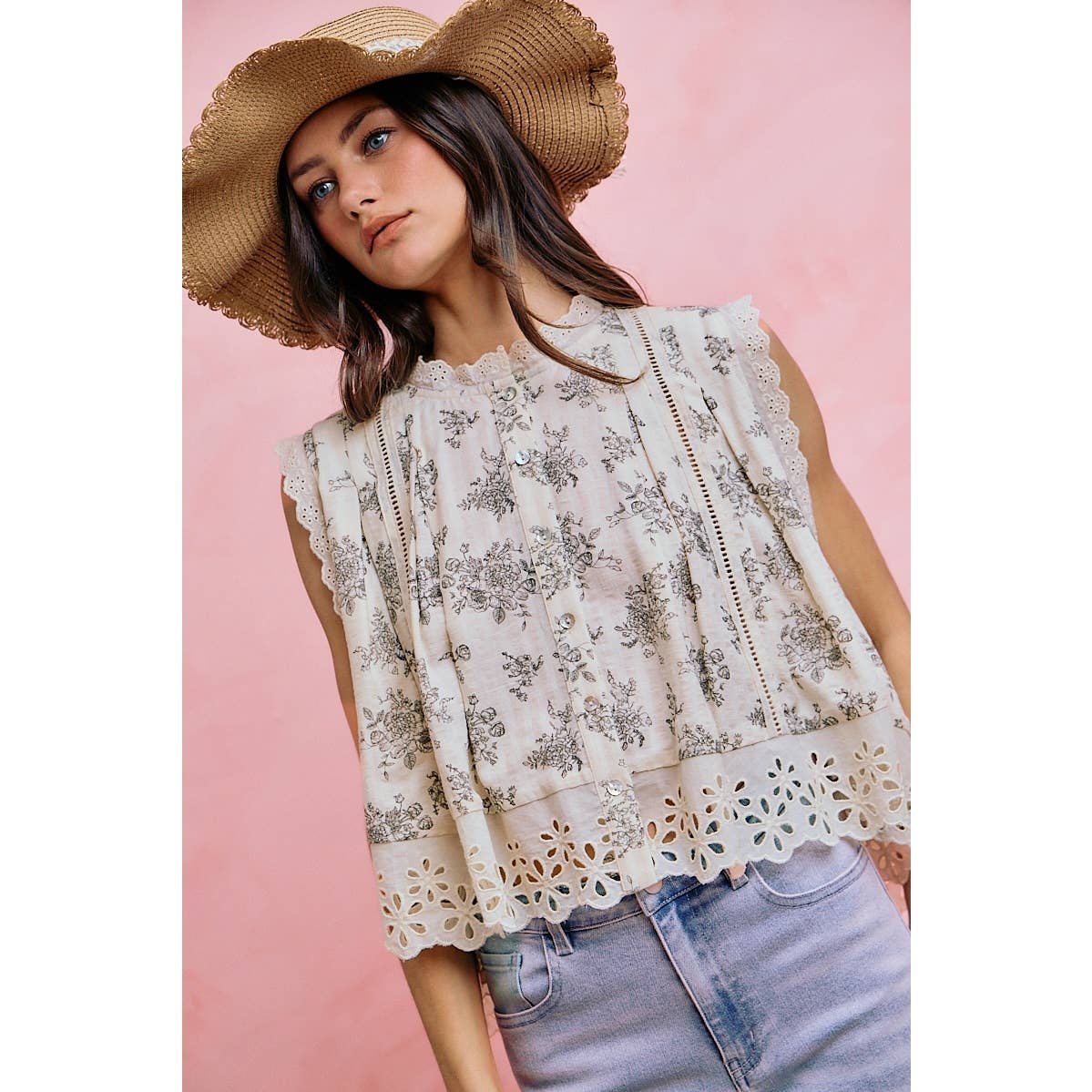 VINTAGE FLORAL BUTTON BLOUSE