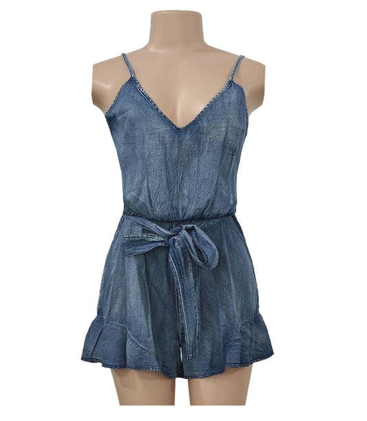 Denim Distressed Romper