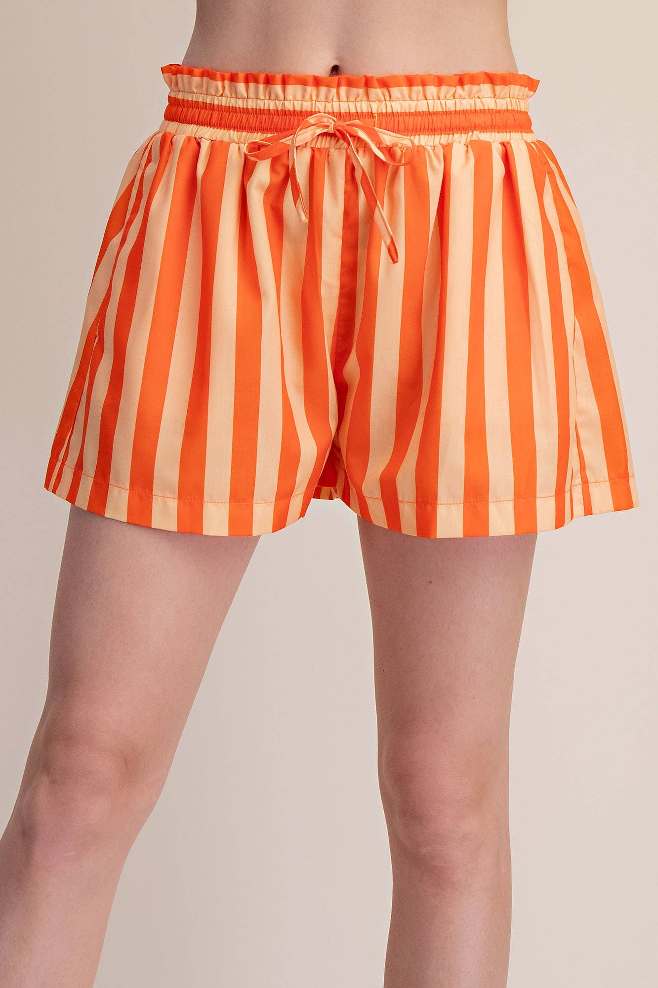 Stripe Shorts Elastic High Waist