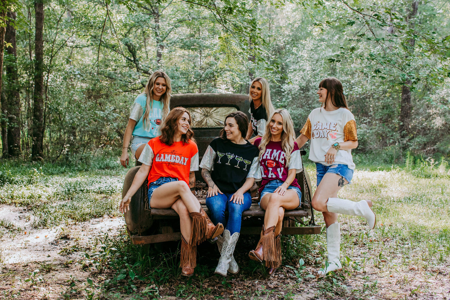 Sequins Embroidery Game Day Tee (Burgundy)