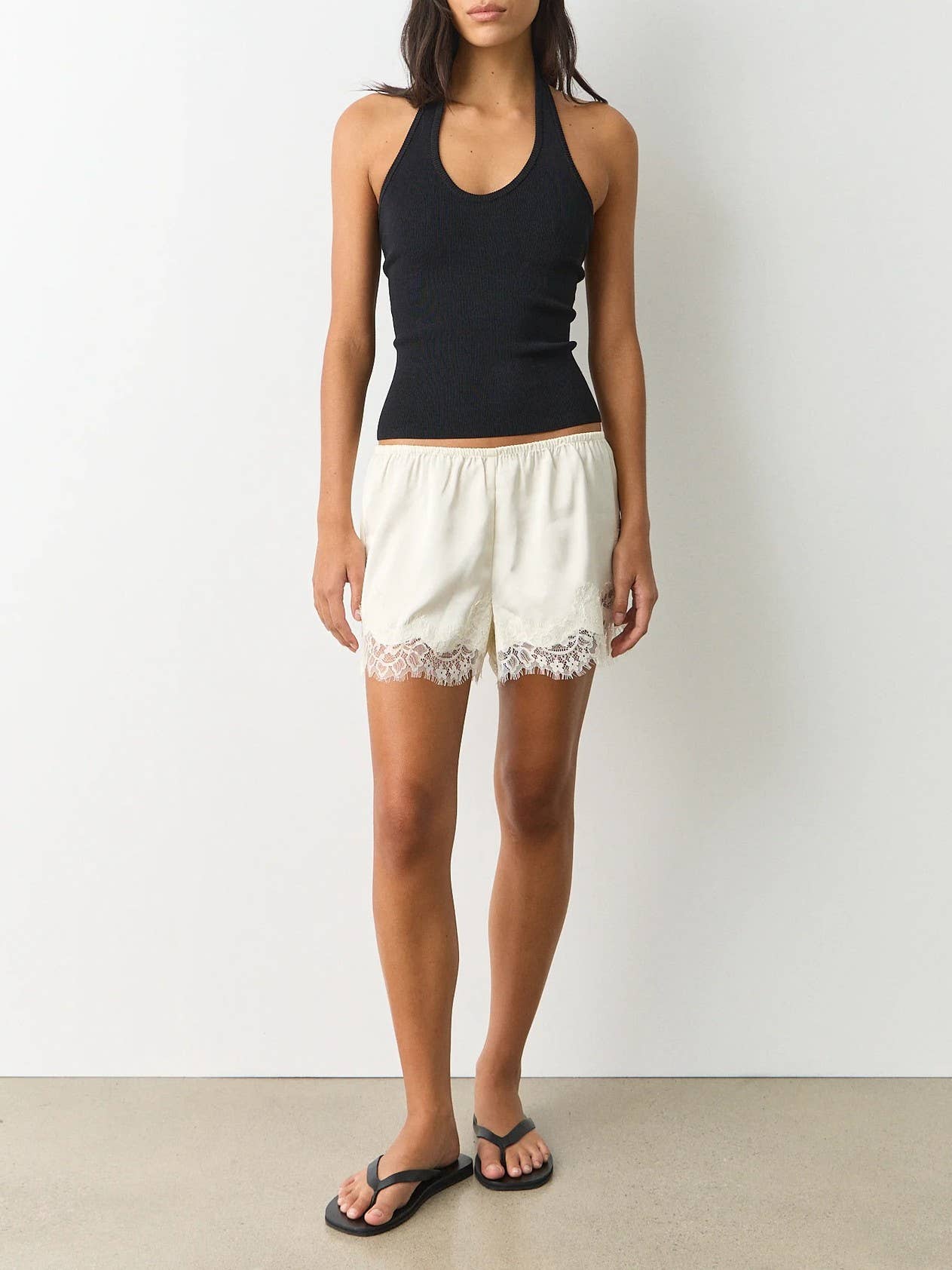Satin Lace trim shorts