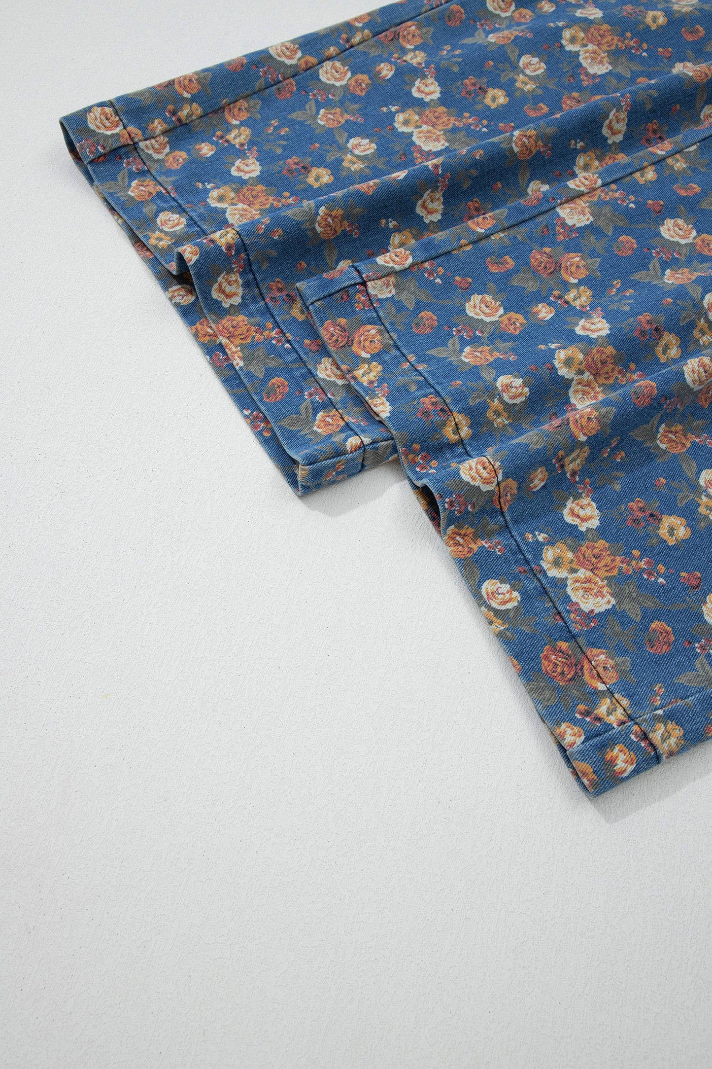 Vintage Floral Pleated Denim Overall