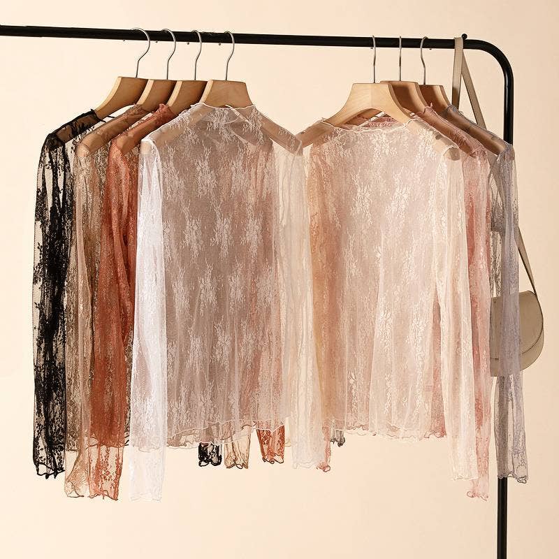 Semi Sheer Mesh Floral Lace