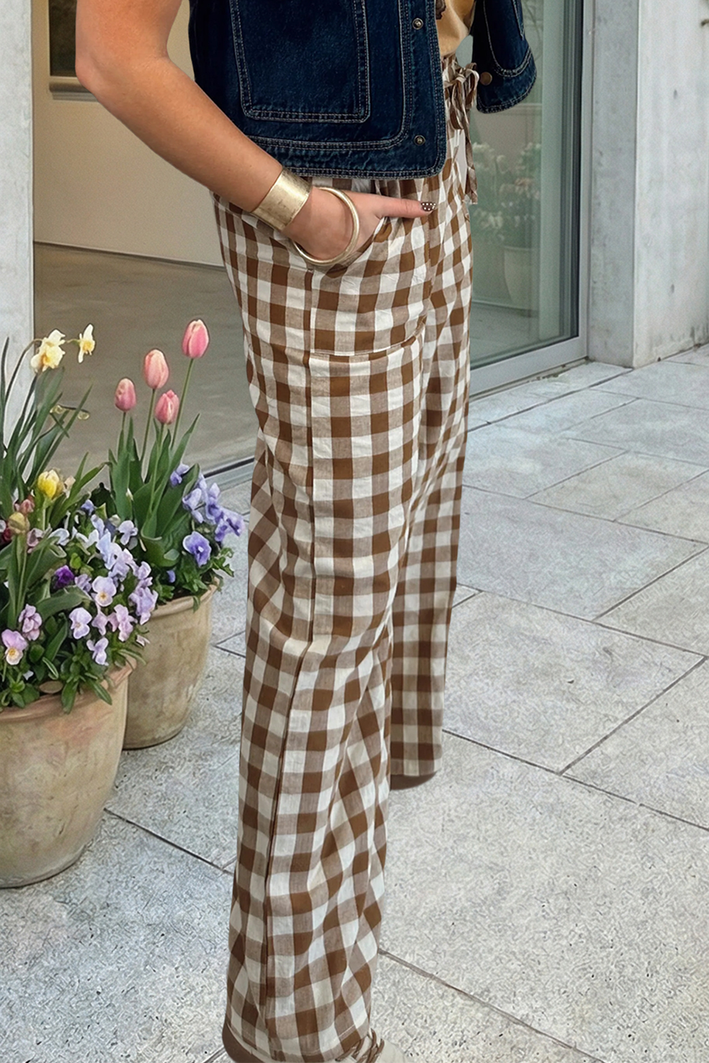 Plaid Print High Waist