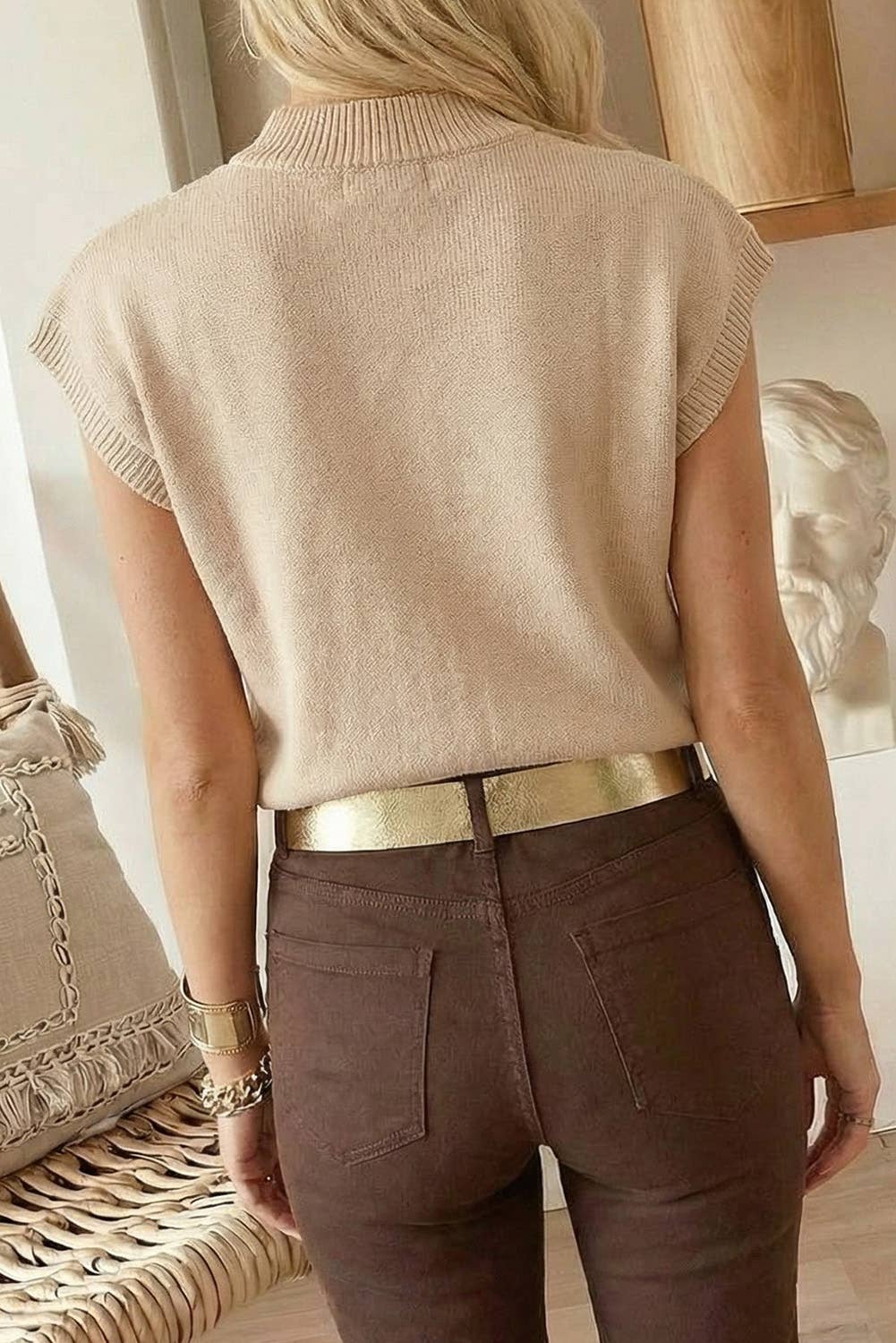 Cowgirl Horseshoe Mock Neck Knit Top