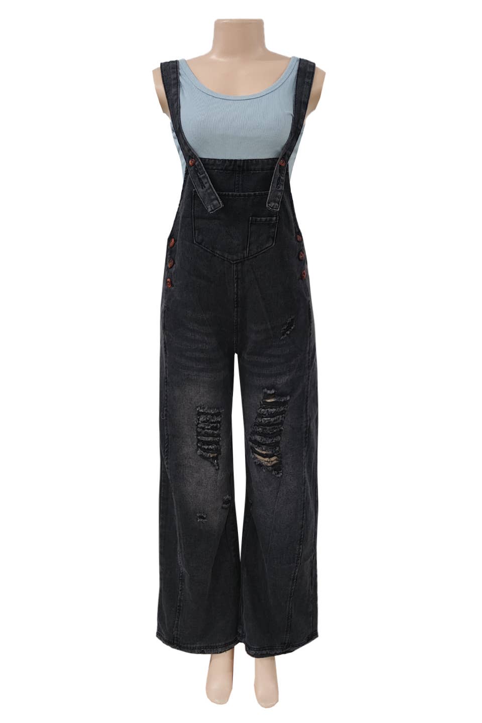 Southern Country distressed washed denim overall