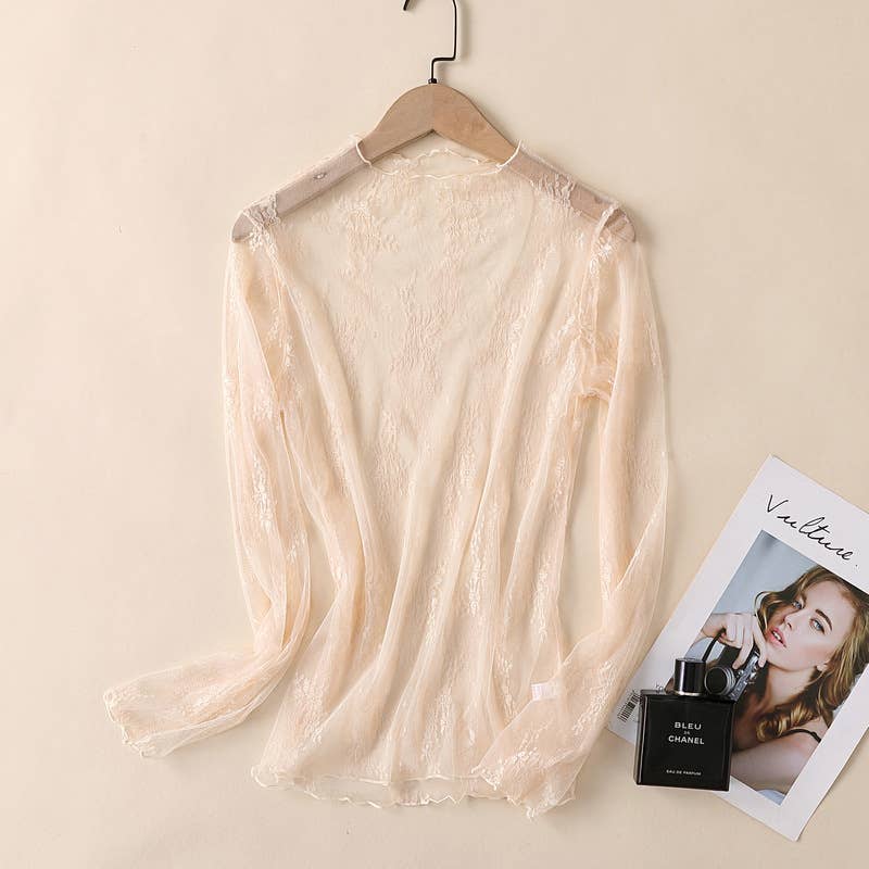 Semi Sheer Mesh Floral Lace