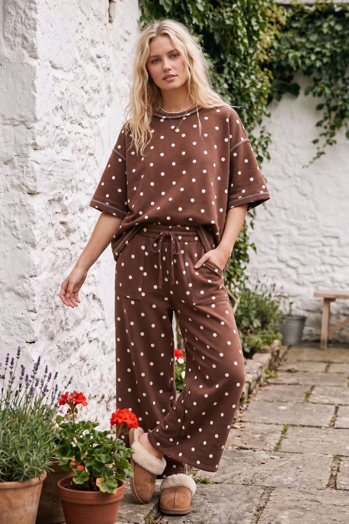 Heavy Scuba Polka Dot Short Sleeve Set